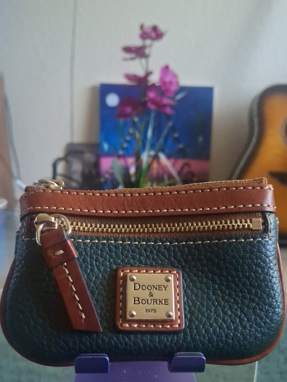 Dooney & Bourke Pebble Leather Coin Case-Ivy